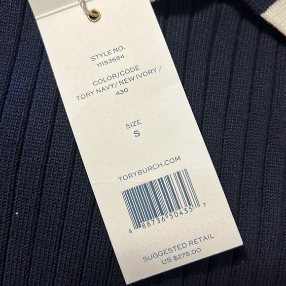 New Tory Burch sporty navy with white short sleeve sweater-SIZE S - Picture 4 of 4